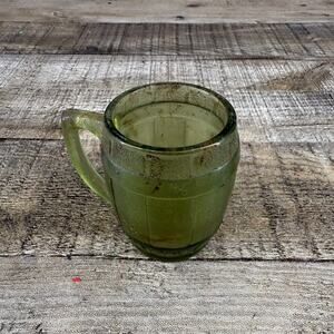Vintage Green Barrel Shot Glass With Handle Mini Mug